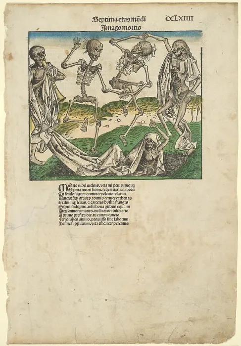 Framed Print : Image of Death (Imago Mortis), from the Nuremberg Chronicle, c. 1493. Creator: Michael Wolgemut Framed Print : Image of Death (Imago Mortis), from the Nuremberg Chronicle, c. 1493. Creator: Michael Wolgemut