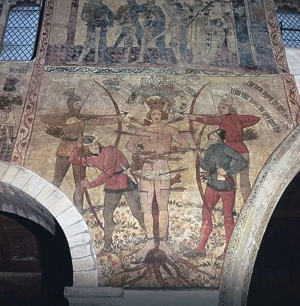 Image of the martyrdom of St Edmund, 9th century