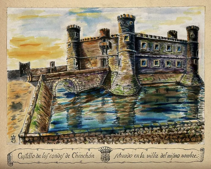 Framed Print : The imaginary castle of the Countess of Chinchon, where cinchona (quinine) was allegedly discovered. Creator: Unknown Framed Print : The imaginary castle of the Countess of Chinchon, where cinchona (quinine) was allegedly discovered. Creator: Unknown