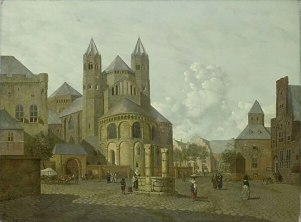Imaginary Cityscape with Romanesque Church, 1793. Creator: Johannes Huibert Prins