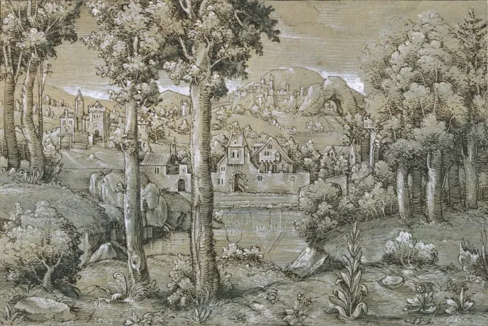 Framed Print : Imaginary Landscape, 1543. Creator: Hans Sebald Lautensack