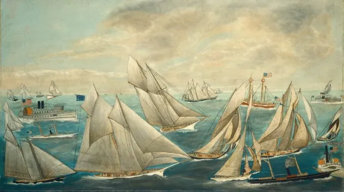 Framed Print : Imaginary Regatta of Americas Cup Winners, 1889 or after. Creator: Unknown Framed Print : Imaginary Regatta of Americas Cup Winners, 1889 or after. Creator: Unknown