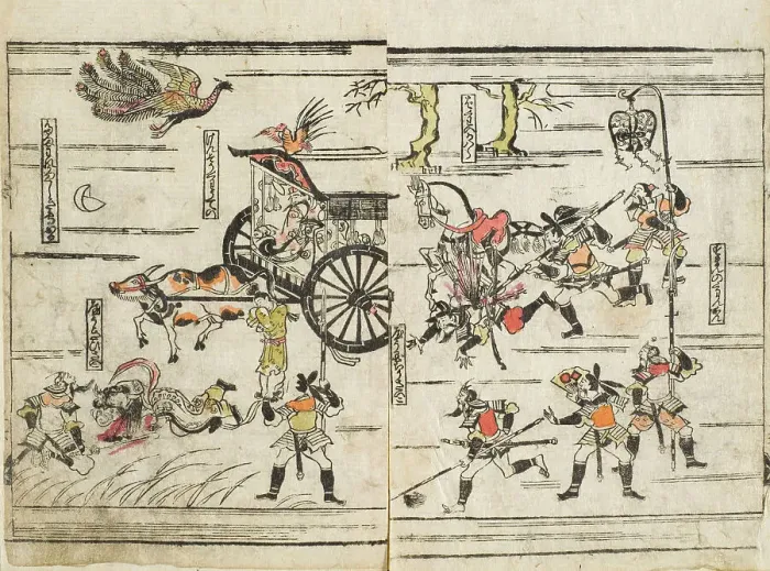 Framed Print : Imaginary Tale showing Battle Scene with Slain Princess, Mid-17th century. Creator: Unknown Framed Print : Imaginary Tale showing Battle Scene with Slain Princess, Mid-17th century. Creator: Unknown