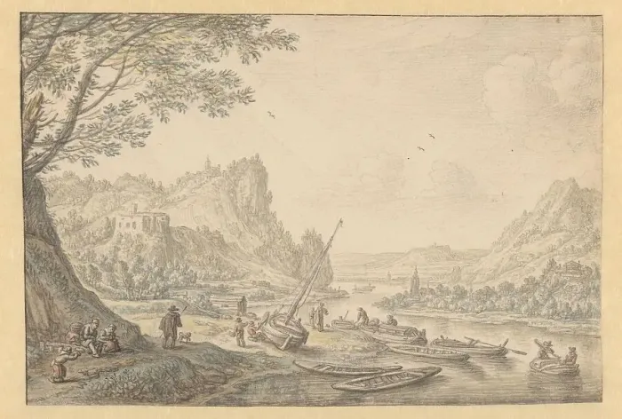 Framed Print : Imaginary view of the Rhine, 1677. Creator: Herman Saftleven the Younger Framed Print : Imaginary view of the Rhine, 1677. Creator: Herman Saftleven the Younger