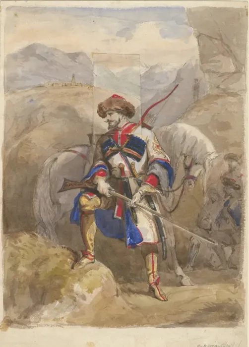 Framed Print : Imam Shamil (1797-1871), 1854. Artist: Anonymous Framed Print : Imam Shamil (1797-1871), 1854. Artist: Anonymous