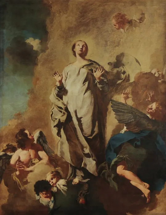 Framed Print : The Immaculate Conception and Angels, 1745. Creator: Piazzetta, Gian Battista (1683-1754) Framed Print : The Immaculate Conception and Angels, 1745. Creator: Piazzetta, Gian Battista (1683-1754)