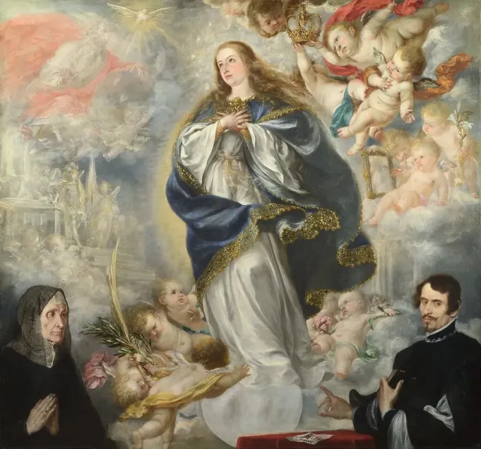 Framed Print : The Immaculate Conception with Two Donors, ca 1661. Artist: Valdes Leal, Juan de (1622-1690) Framed Print : The Immaculate Conception with Two Donors, ca 1661. Artist: Valdes Leal, Juan de (1622-1690)