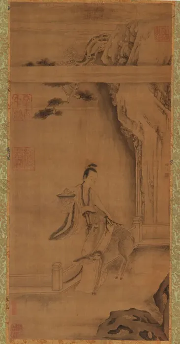 Framed Print : The Immortal Ma Gu with a Deer, Qing dynasty, 18th century. Creator: Unknown Framed Print : The Immortal Ma Gu with a Deer, Qing dynasty, 18th century. Creator: Unknown