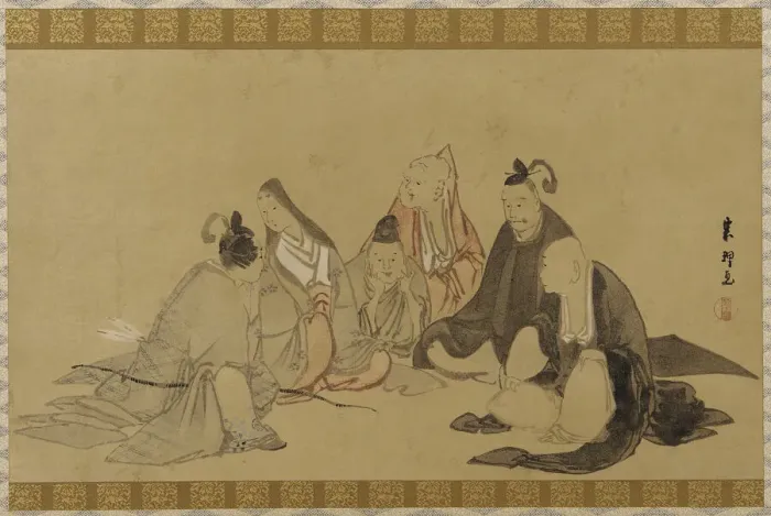 Framed Print : The Six Immortal Poets, Edo period, late 18th-early 19th century. Creator: Hishikawa Sori Framed Print : The Six Immortal Poets, Edo period, late 18th-early 19th century. Creator: Hishikawa Sori