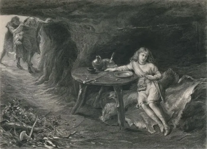 Framed Print : Imogen in the Cave (Cymbeline), c1870. Artist: David Desvachez Framed Print : Imogen in the Cave (Cymbeline), c1870. Artist: David Desvachez