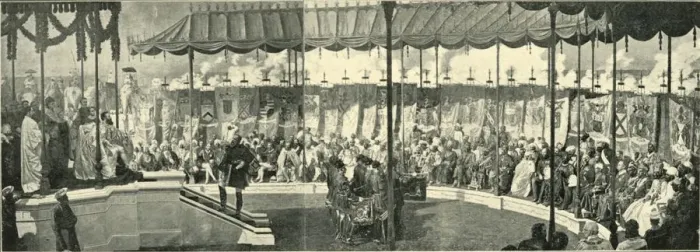 Framed Print : The Imperial Assemblage at Delhi, 1877, (1901). Creator: Frederick Hollyer Framed Print : The Imperial Assemblage at Delhi, 1877, (1901). Creator: Frederick Hollyer