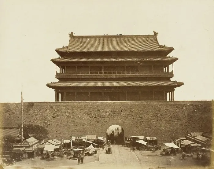 Framed Print : Imperial Building behind High Wall, 1860. Creator: Felice Beato Framed Print : Imperial Building behind High Wall, 1860. Creator: Felice Beato