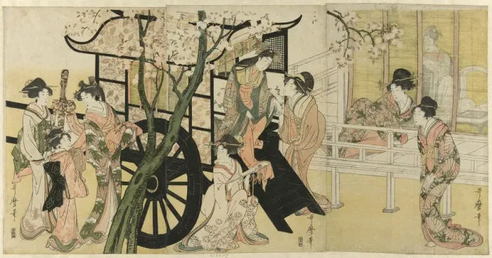 Framed Print : An Imperial Carriage, Japan, c. 1801 / 04. Creator: Kitagawa Utamaro Framed Print : An Imperial Carriage, Japan, c. 1801 / 04. Creator: Kitagawa Utamaro