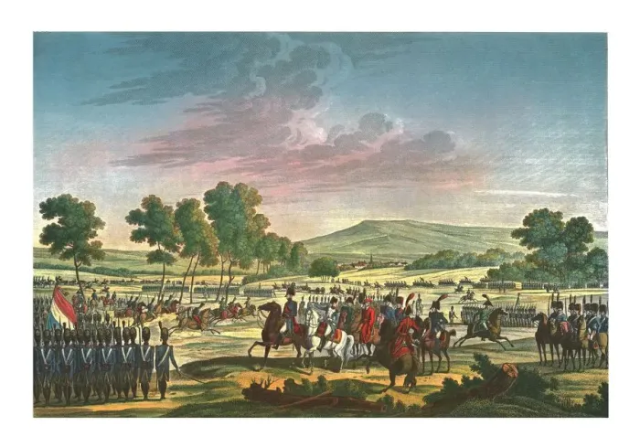 Framed Print : The Imperial Guard Manoeuvring in the Presence of the Two Emperors at Tilsit, 28 June 1807, (c1850) Framed Print : The Imperial Guard Manoeuvring in the Presence of the Two Emperors at Tilsit, 28 June 1807, (c1850)