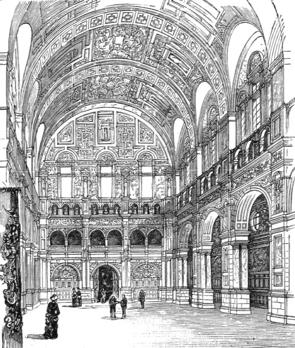 Framed Print : The Imperial Institute of the United Kingdom, The Colonies, and India; The Reception Hall, 1890. Creator: Unknown Framed Print : The Imperial Institute of the United Kingdom, The Colonies, and India; The Reception Hall, 1890. Creator: Unknown
