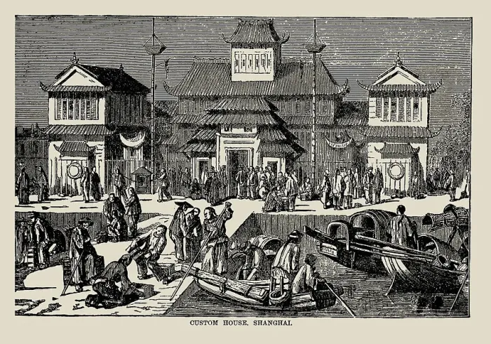 Framed Print : Imperial Maritime Customs House in Shanghai, 1857. Creator: Anonymous Framed Print : Imperial Maritime Customs House in Shanghai, 1857. Creator: Anonymous