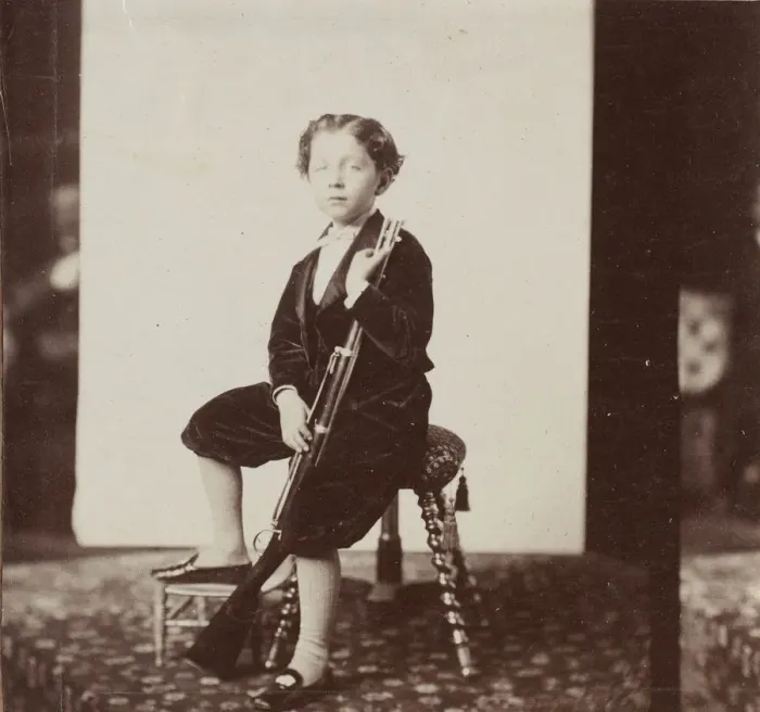 Framed Print : [Imperial Prince with Gun], 1865-66. Creator: Andre-Adolphe-Eugene Disderi