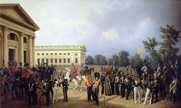 The Imperial Russian Guard in Tsarskoye Selo in 1832, 1841. Artist: Franz Kruger