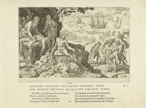 Imperial troops brings civilization to the Indians, 1555. Creator: Heemskerck, Maarten Jacobsz