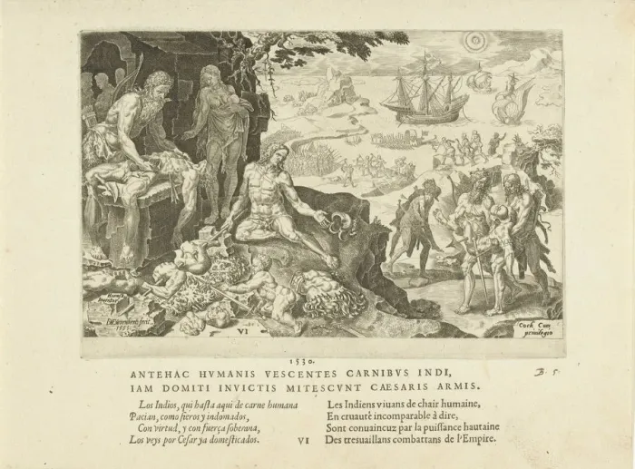 Framed Print : Imperial troops brings civilization to the Indians, 1555. Creator: Heemskerck, Maarten Jacobsz Framed Print : Imperial troops brings civilization to the Indians, 1555. Creator: Heemskerck, Maarten Jacobsz
