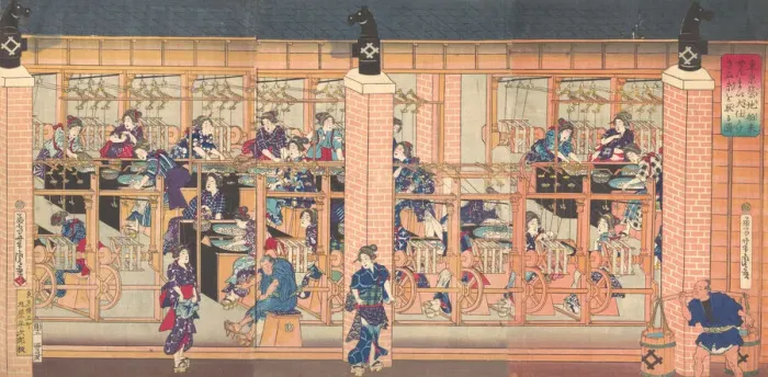 Framed Print : Imported Silk Reeling Machine at Tsukiji in Tokyo, 4th month, 1872 Framed Print : Imported Silk Reeling Machine at Tsukiji in Tokyo, 4th month, 1872