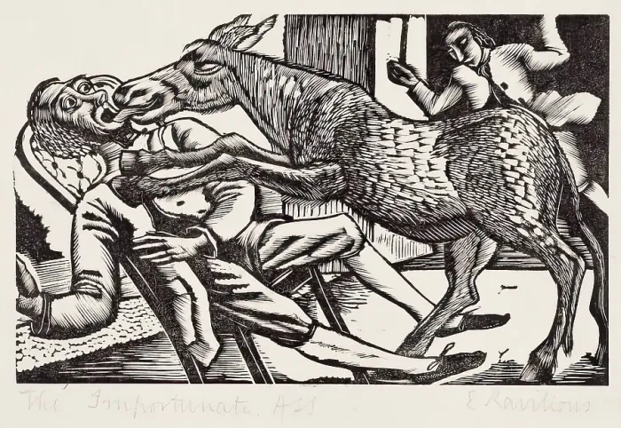 Framed Print : The Importunate Ass, 1928. Creator: Eric Ravilious Framed Print : The Importunate Ass, 1928. Creator: Eric Ravilious