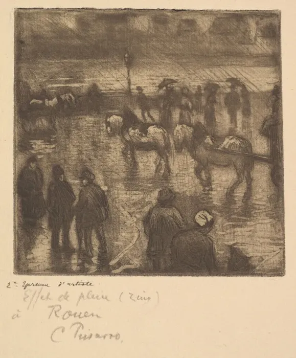 Framed Print : Impressions of Rain, Rouen, 1883. Creator: Camille Pissarro Framed Print : Impressions of Rain, Rouen, 1883. Creator: Camille Pissarro