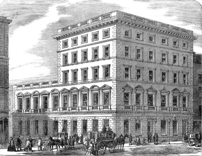 Framed Print : Improved London Street Architecture: No. 184, Strand, 1856. Creator: Unknown Framed Print : Improved London Street Architecture: No. 184, Strand, 1856. Creator: Unknown
