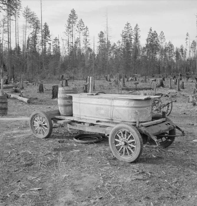 Framed Print : Improved water tank on stump ranch, Boundary County, Idaho, 1939. Creator: Dorothea Lange Framed Print : Improved water tank on stump ranch, Boundary County, Idaho, 1939. Creator: Dorothea Lange