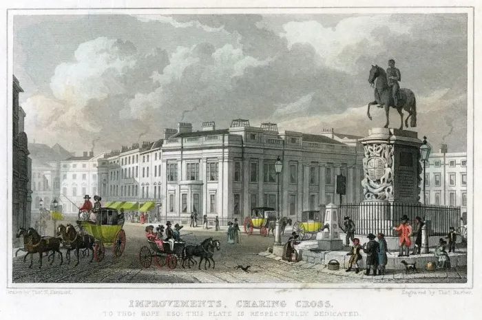 Framed Print : Improvements, Charing Cross, Westminster, London, 1828. Artist: Thomas Barber Framed Print : Improvements, Charing Cross, Westminster, London, 1828. Artist: Thomas Barber