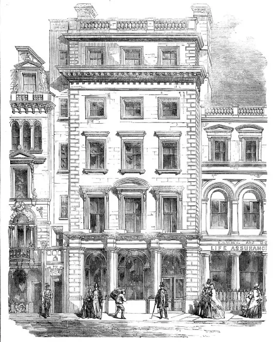 Framed Print : Improvements in Fleet-Street - the Union Bank of London, Temple Bar Branch, 1857. Creator: Unknown Framed Print : Improvements in Fleet-Street - the Union Bank of London, Temple Bar Branch, 1857. Creator: Unknown