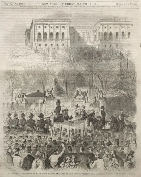 Framed Print : The Inaugural Procession at Washington Passing the Gate of the Capital Grounds, 1861 Framed Print : The Inaugural Procession at Washington Passing the Gate of the Capital Grounds, 1861