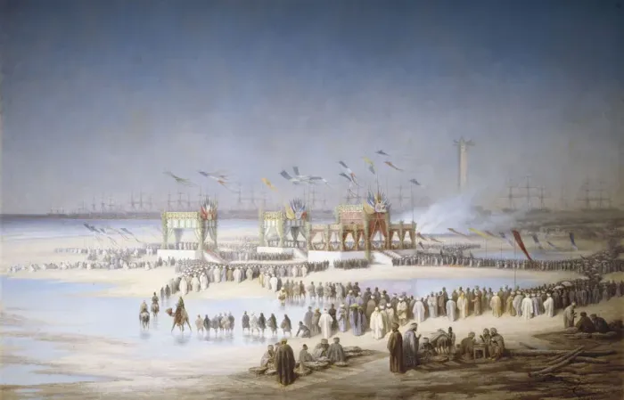 Framed Print : Inauguration Ceremony of the Suez Canal at Port-Said, 17 November, 1869, 1869. Creator: Riou Framed Print : Inauguration Ceremony of the Suez Canal at Port-Said, 17 November, 1869, 1869. Creator: Riou