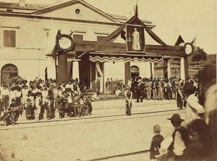 Framed Print : Inauguration de la gare du Ceccano, 1862. Creator: Altobelli & Molins Framed Print : Inauguration de la gare du Ceccano, 1862. Creator: Altobelli & Molins