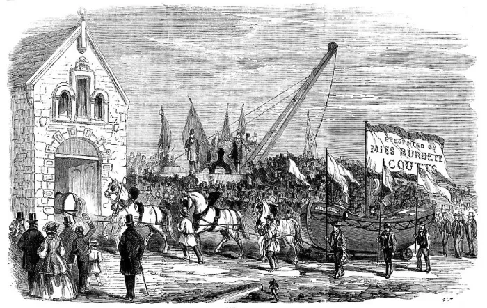 Framed Print : Inauguration of a Life-boat and Life Boat House at Sunderland, 1858. Creator: Unknown Framed Print : Inauguration of a Life-boat and Life Boat House at Sunderland, 1858. Creator: Unknown