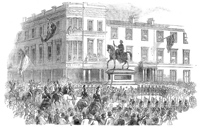 Framed Print : Inauguration of Marochetti's Statue of Her Majesty, at Glasgow, 1854. Creator: Unknown Framed Print : Inauguration of Marochetti's Statue of Her Majesty, at Glasgow, 1854. Creator: Unknown