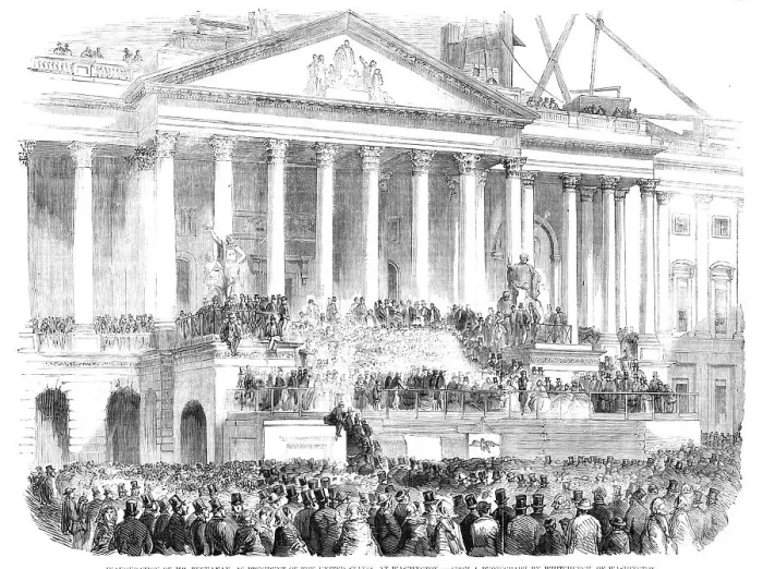 Framed Print : Inauguration of Mr. Buchanan, as President of the United States, at Washington, 1857. Creator: Unknown Framed Print : Inauguration of Mr. Buchanan, as President of the United States, at Washington, 1857. Creator: Unknown