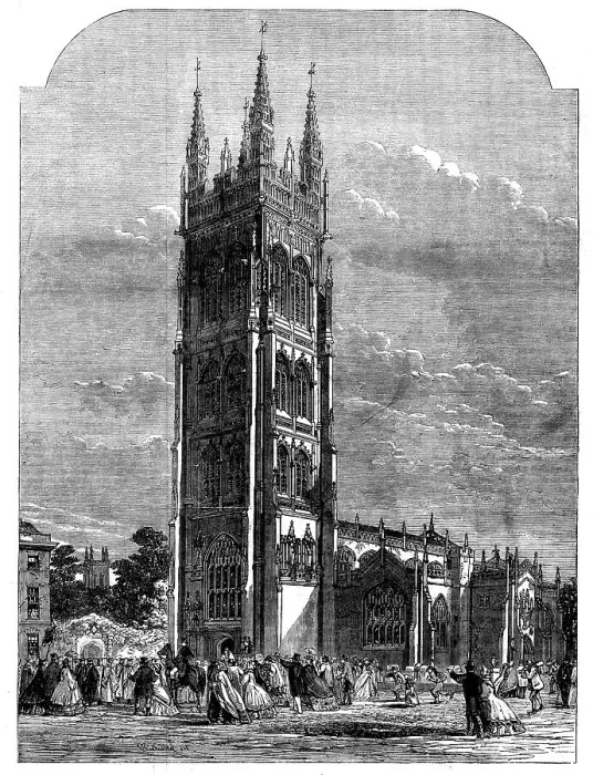 Framed Print : Inauguration of the new tower of St. Mary Magdelene's Church, Taunton, 1862. Creator: Unknown Framed Print : Inauguration of the new tower of St. Mary Magdelene's Church, Taunton, 1862. Creator: Unknown