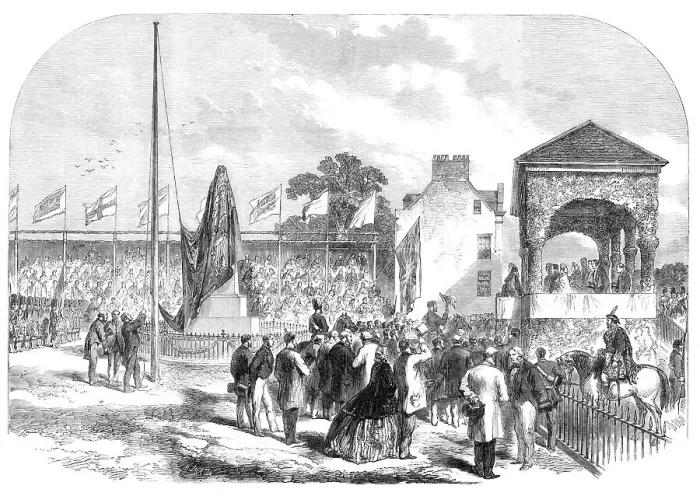 Framed Print : Inauguration of the statue of the late Prince Consort, in the presence of Her Majesty... 1864. Creator: Mason Jackson Framed Print : Inauguration of the statue of the late Prince Consort, in the presence of Her Majesty... 1864. Creator: Mason Jackson