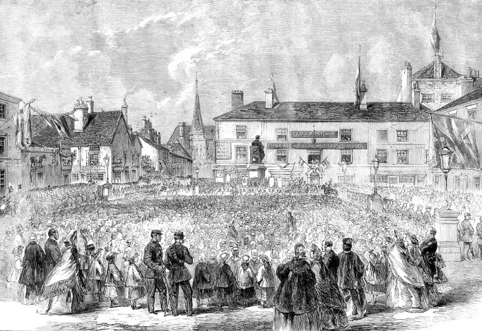 Framed Print : Inauguration of the statue to Samuel Crompton... 1862. Creator: Unknown Framed Print : Inauguration of the statue to Samuel Crompton... 1862. Creator: Unknown