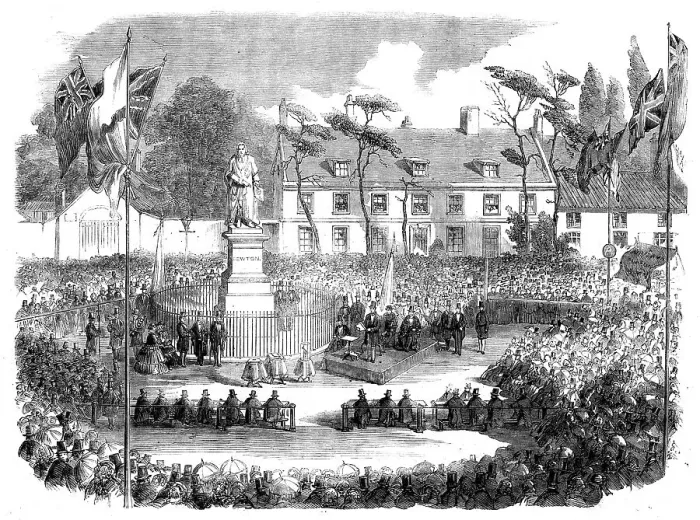 Framed Print : Inauguration of the Statue of Sir Isaac Newton at Grantham, 1858. Creator: Unknown Framed Print : Inauguration of the Statue of Sir Isaac Newton at Grantham, 1858. Creator: Unknown