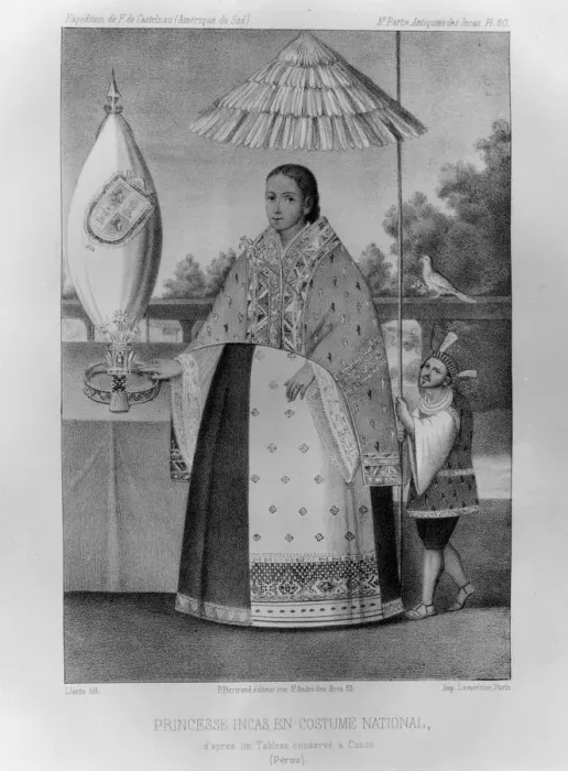 Framed Print : Inca princess, national costume, 1852. Artist: Jacques Francois Gauderique Llanta Framed Print : Inca princess, national costume, 1852. Artist: Jacques Francois Gauderique Llanta