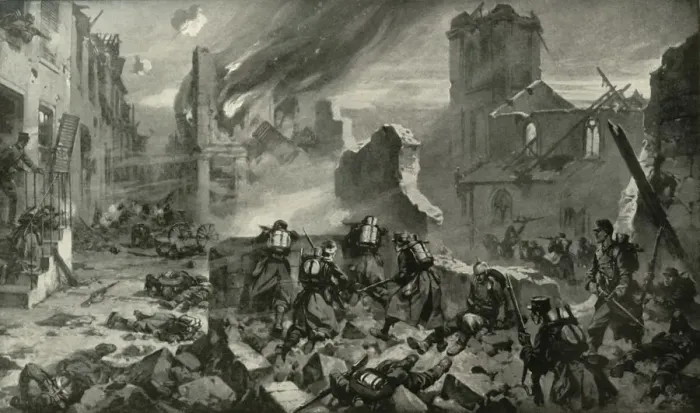 Framed Print : An Incident in the Battles of the Meuse, (1919). Creator: Unknown Framed Print : An Incident in the Battles of the Meuse, (1919). Creator: Unknown
