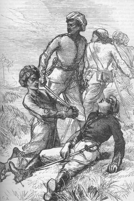 Framed Print : An Incident in the Mutiny at Allahabad, c1880. Artist: C. R Framed Print : An Incident in the Mutiny at Allahabad, c1880. Artist: C. R