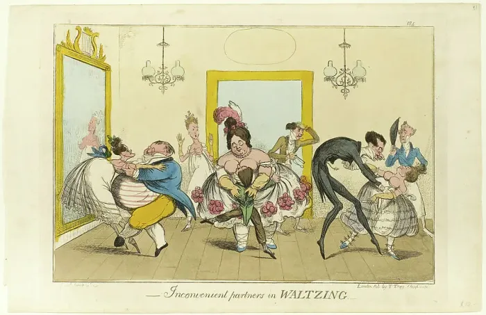 Framed Print : Inconvenient Partners in Waltzing, 1817 / 19. Creator: Isaac Robert Cruikshank Framed Print : Inconvenient Partners in Waltzing, 1817 / 19. Creator: Isaac Robert Cruikshank