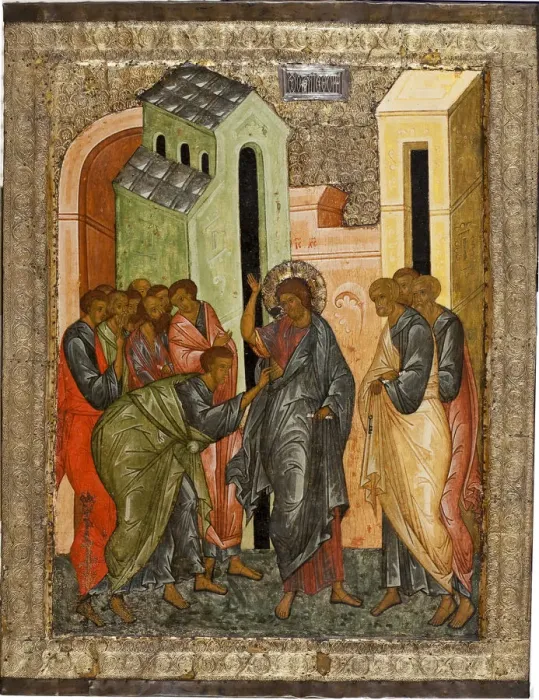 Framed Print : The Incredulity of Saint Thomas, 1497. Artist: Russian icon Framed Print : The Incredulity of Saint Thomas, 1497. Artist: Russian icon