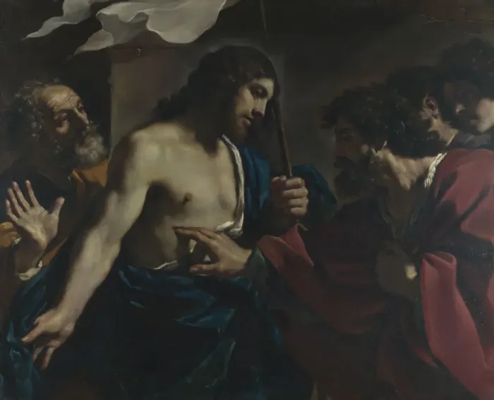 Framed Print : The Incredulity of Saint Thomas, 1621. Artist: Guercino (1591-1666) Framed Print : The Incredulity of Saint Thomas, 1621. Artist: Guercino (1591-1666)