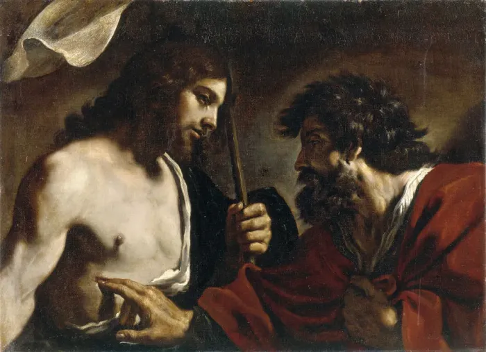 Framed Print : The Incredulity of Saint Thomas. Artist: Guercino (1591-1666) Framed Print : The Incredulity of Saint Thomas. Artist: Guercino (1591-1666)