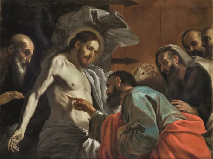 Framed Print : The Incredulity of Saint Thomas, ca 1675. Creator: Preti, Mattia (1613-1699) Framed Print : The Incredulity of Saint Thomas, ca 1675. Creator: Preti, Mattia (1613-1699)