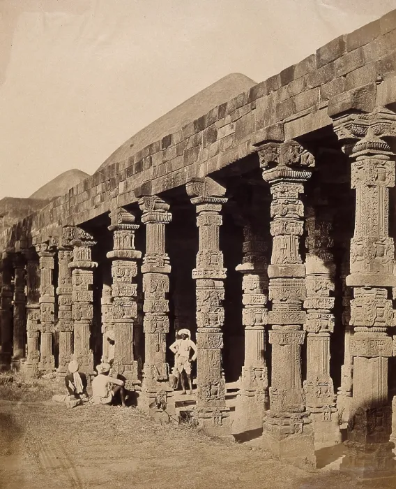 Framed Print : India: exterior of the Hindu temple in the Kootub near Delhi, c1858. Creator: Felice Beato Framed Print : India: exterior of the Hindu temple in the Kootub near Delhi, c1858. Creator: Felice Beato